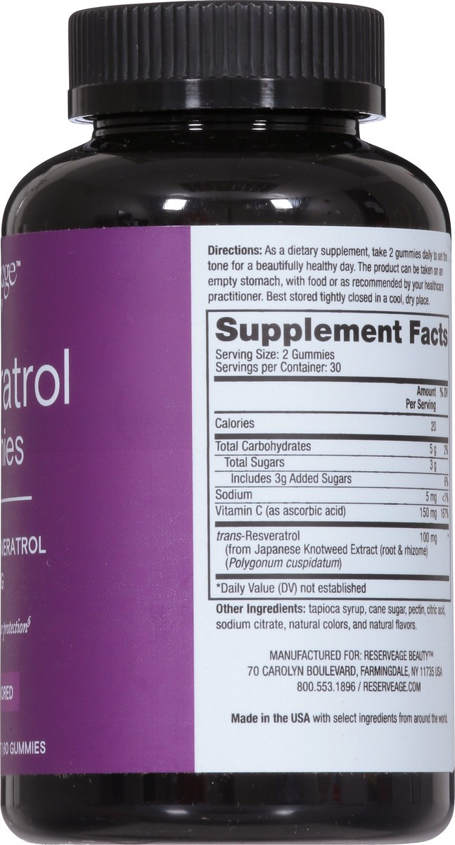 slide 13 of 14, Reserveage Gummies 100 mg Grape Flavor Resveratol 60 Gummies, 60 ct