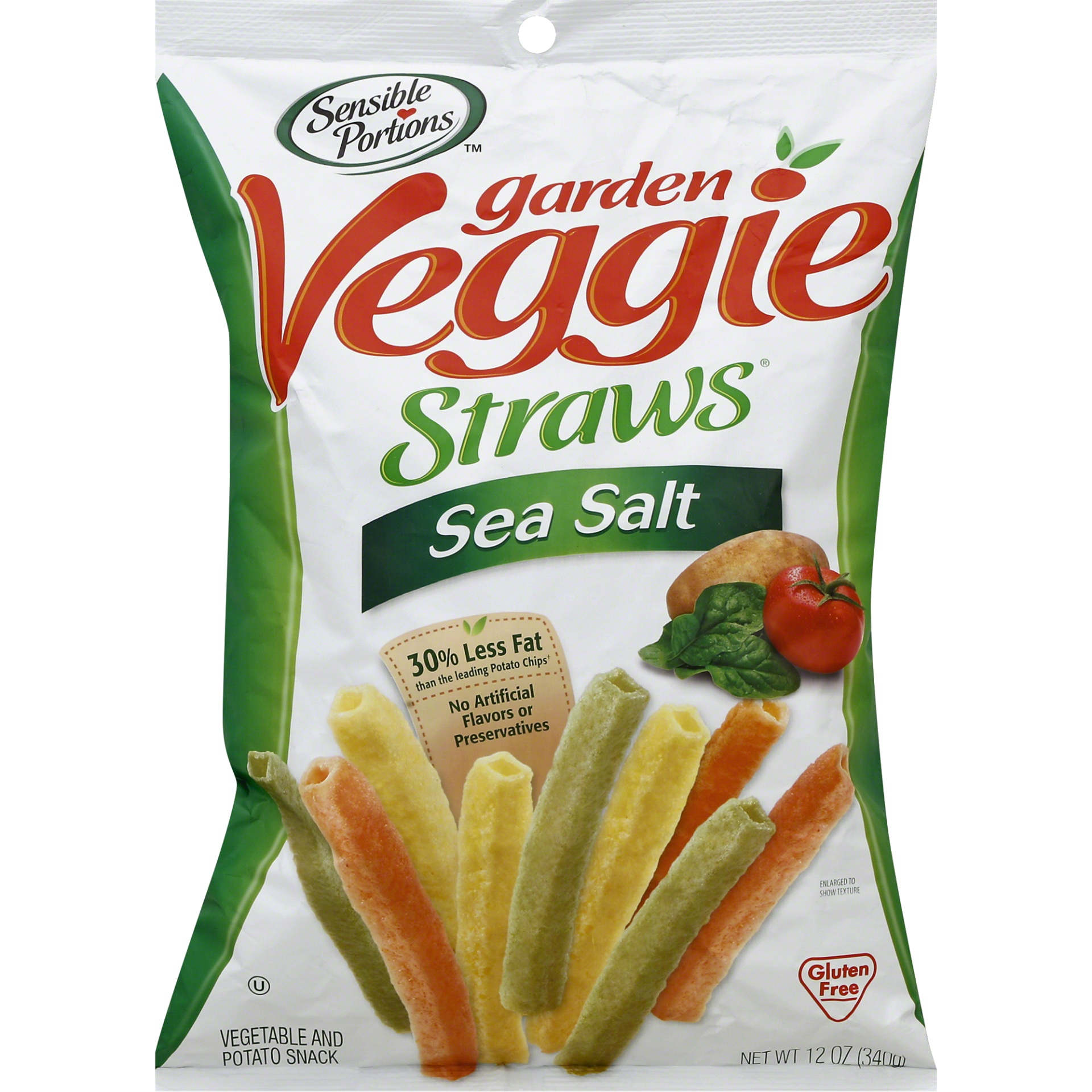 slide 1 of 1, Sensible Portions Veggie Straws, Sea Salt, 12 oz