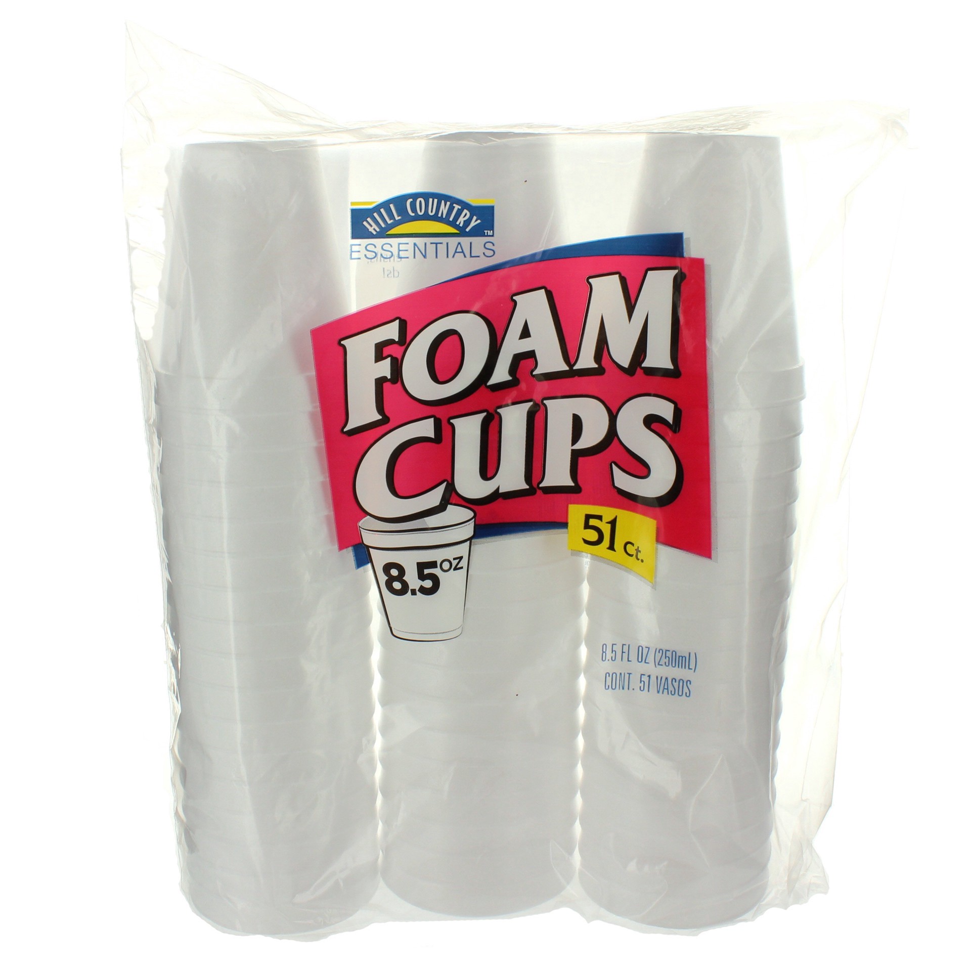 slide 1 of 1, Hill Country Fare Polypropylene Foam Cups, 51 ct; 8.5 oz