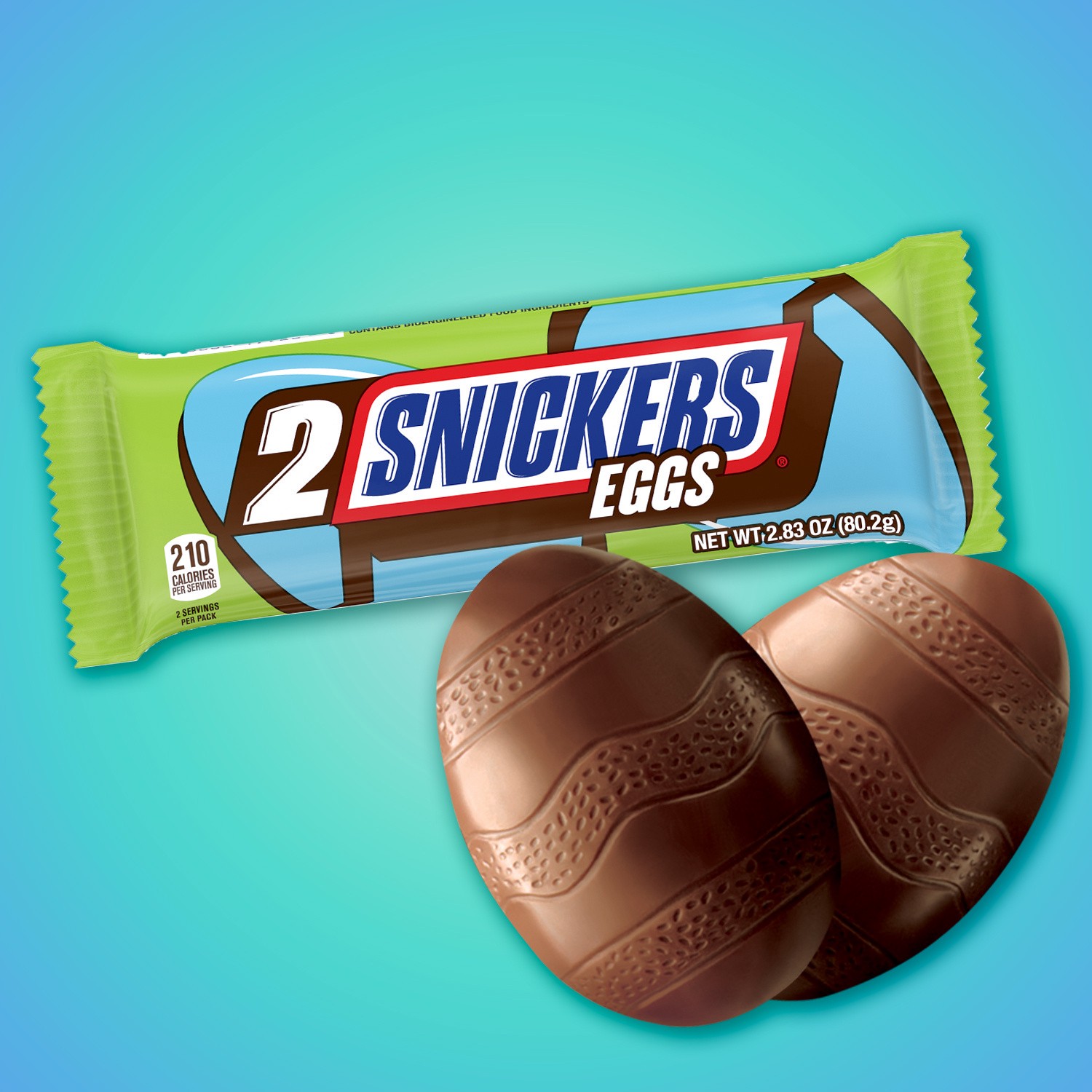 slide 2 of 5, SNICKERS Milk Chocolate Egg Easter Candy Bar, 2.83 oz, 2 Pack, 2.83 oz