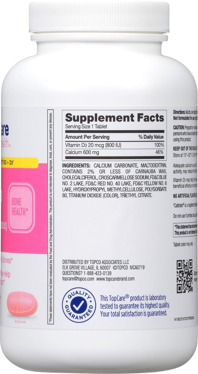 slide 14 of 14, TopCare Health 600 mg Calcium with Vitamin D3 300 Tablets, 300 ct