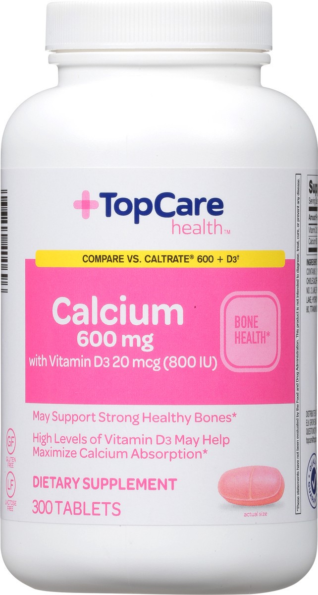 slide 11 of 14, TopCare Health 600 mg Calcium with Vitamin D3 300 Tablets, 300 ct