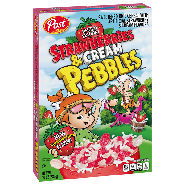 slide 1 of 1, Post Strawberries & Cream PEBBLES, Gluten Free Breakfast Cereal 10 oz Box, 10 oz
