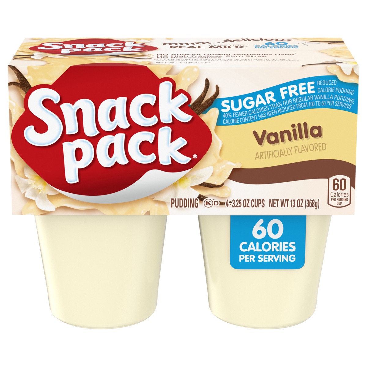 slide 3 of 4, Snack Pack Zero Sugar Vanilla Pudding, 3.25 oz Pudding Cups, 4 Count, 3.25 oz