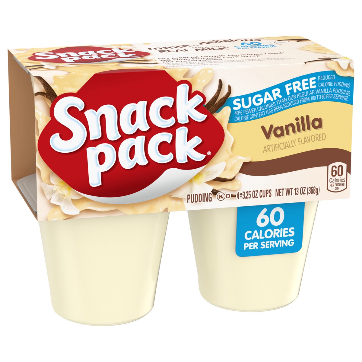 slide 2 of 4, Snack Pack Zero Sugar Vanilla Pudding, 3.25 oz Pudding Cups, 4 Count, 3.25 oz