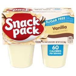 Snack Pack Zero Sugar Vanilla Pudding, 3.25 oz Pudding Cups, 4 Count