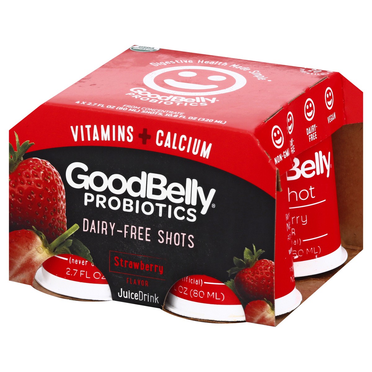 slide 2 of 13, GoodBelly Dairy-Free Shot Strawberry Flavor Shots 4 ea, 4 ct; 2.7 fl oz