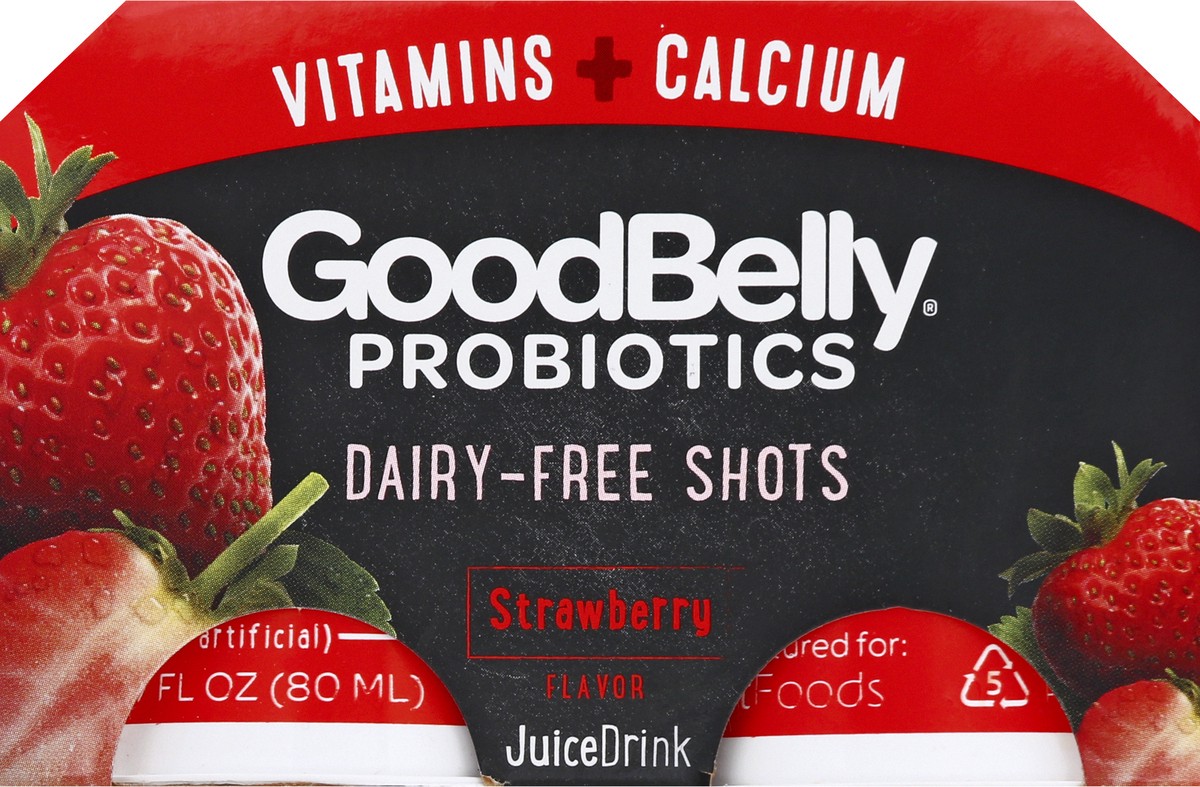 slide 12 of 13, GoodBelly Dairy-Free Shot Strawberry Flavor Shots 4 ea, 4 ct; 2.7 fl oz