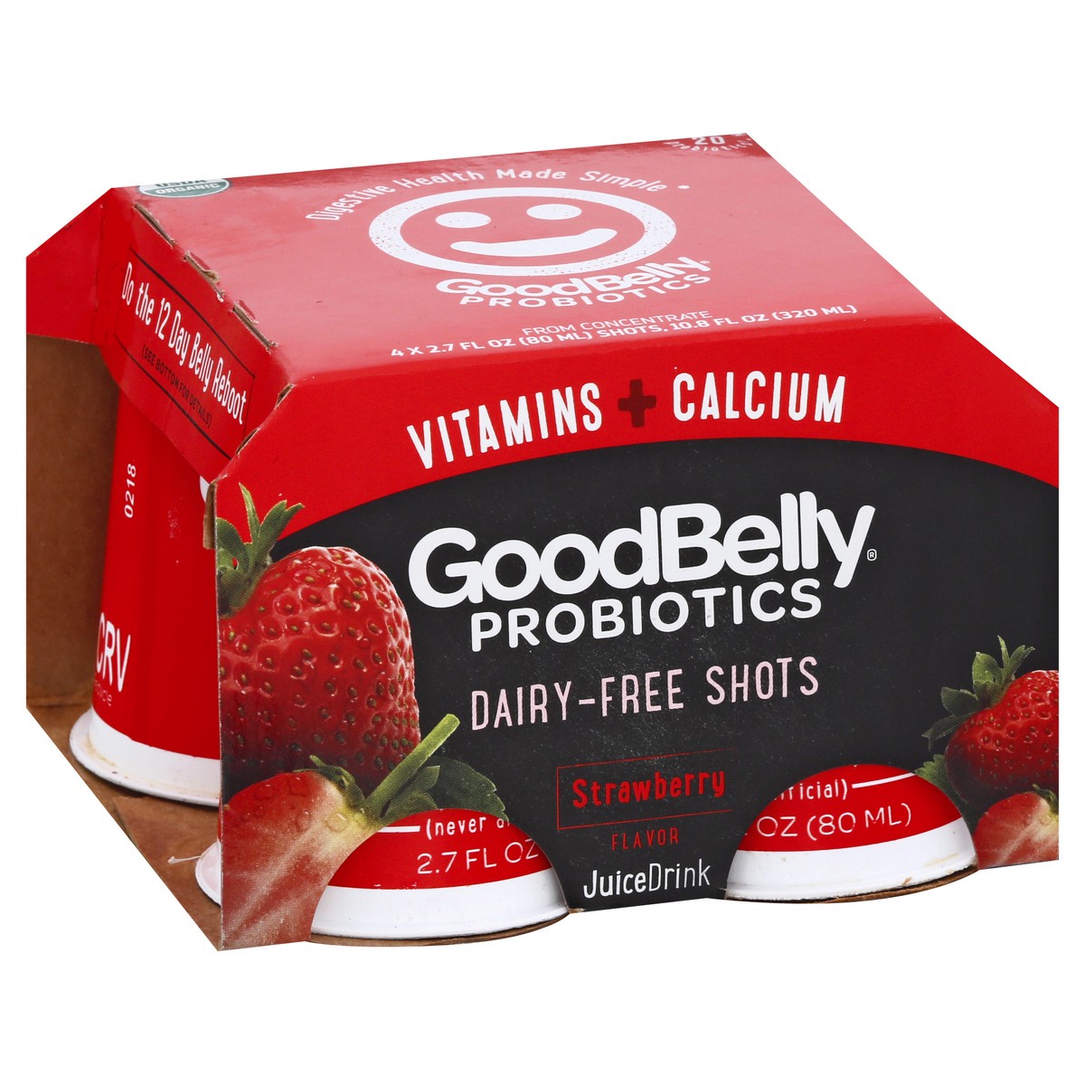 slide 13 of 13, GoodBelly Dairy-Free Shot Strawberry Flavor Shots 4 ea, 4 ct; 2.7 fl oz