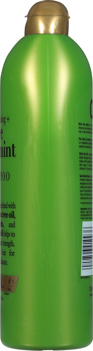 slide 8 of 9, OGX Hydrating + Tea Tree Mint Shampoo, Nourishing & Invigorating Scalp Shampoo with Tea Tree & Peppermint Oil & Milk Proteins, Paraben-Free, Sulfate-Free Surfactants, 25.4 Fl Oz, 750 ml