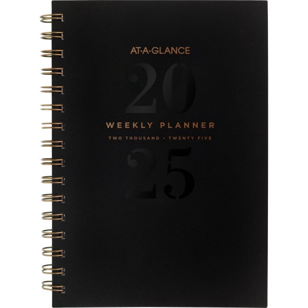 slide 3 of 4, 2025 At-A-Glance Signature Lite Weekly/Monthly Planner, 5-1/2"" X 8-1/2"", Black, January To December, Yp200L05, 1 ct
