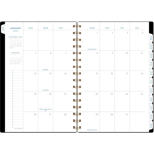 slide 4 of 4, 2025 At-A-Glance Signature Lite Weekly/Monthly Planner, 5-1/2"" X 8-1/2"", Black, January To December, Yp200L05, 1 ct