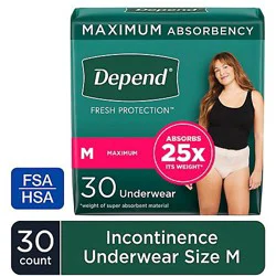 Depend Fresh Protecountion Adult Medium Blush Absorbency Incontinence Underwear - 30 Count