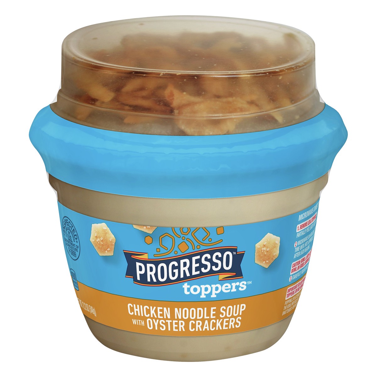 slide 12 of 13, Progresso Toppers Chicken Noodle with Oyster Crackers Soup 12.2 oz, 12.2 oz