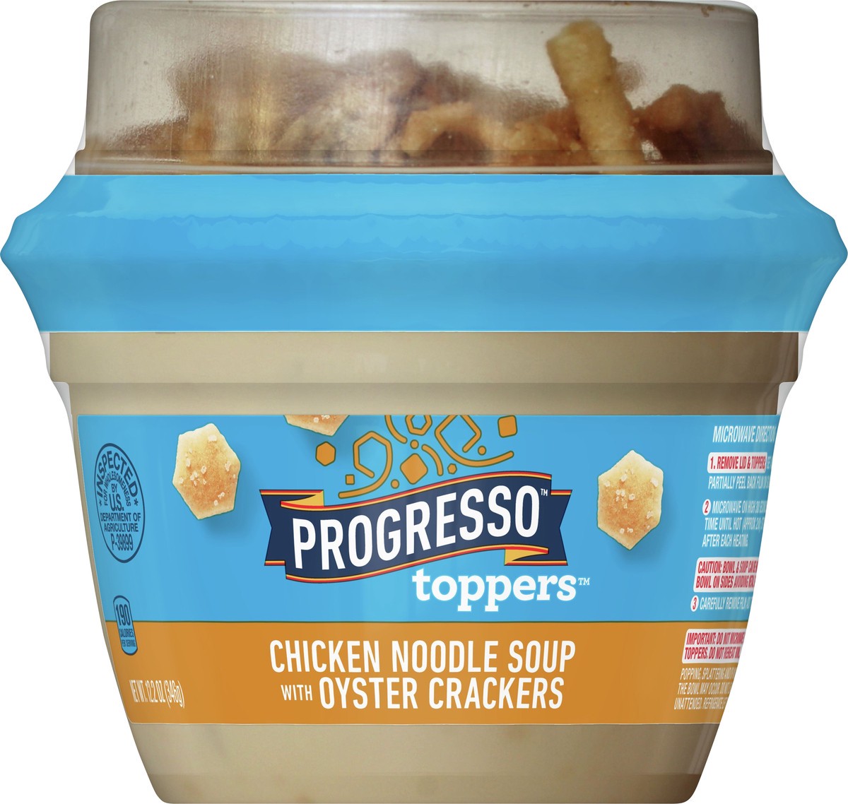 slide 2 of 13, Progresso Toppers Chicken Noodle with Oyster Crackers Soup 12.2 oz, 12.2 oz