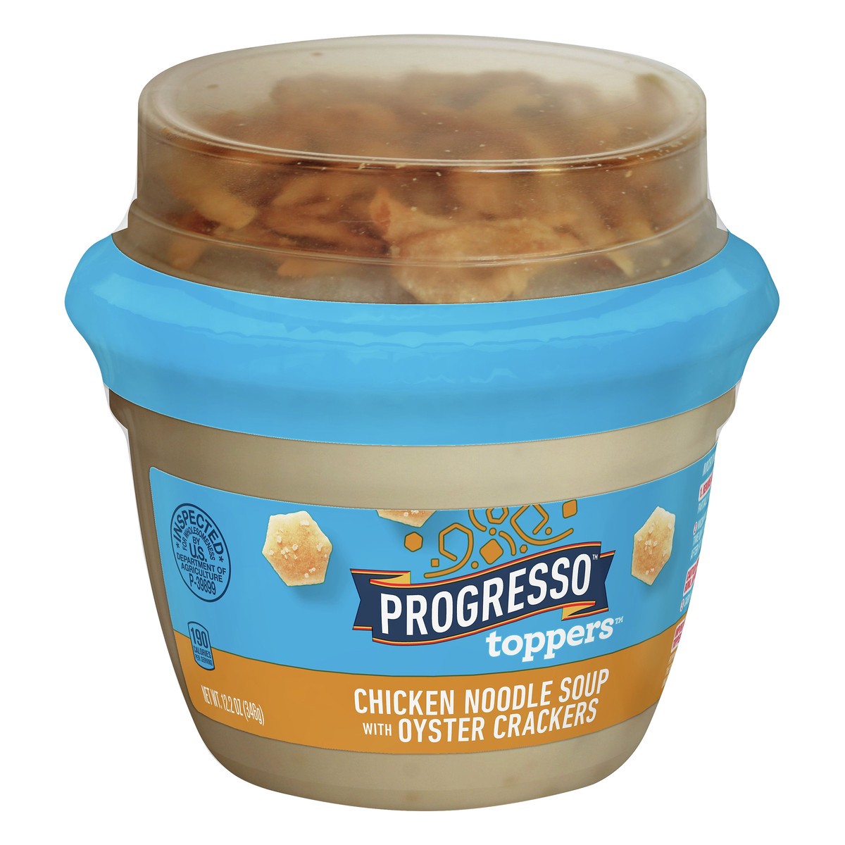 slide 9 of 13, Progresso Toppers Chicken Noodle with Oyster Crackers Soup 12.2 oz, 12.2 oz