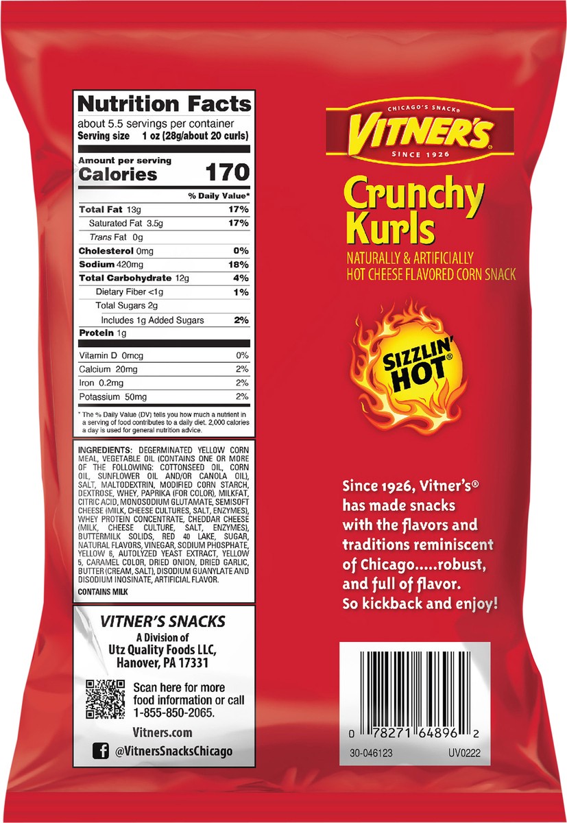slide 2 of 7, Vitner's 5.25 oz Vitner's Sizzlin Hot Crunchy Kurl, 5.25 oz