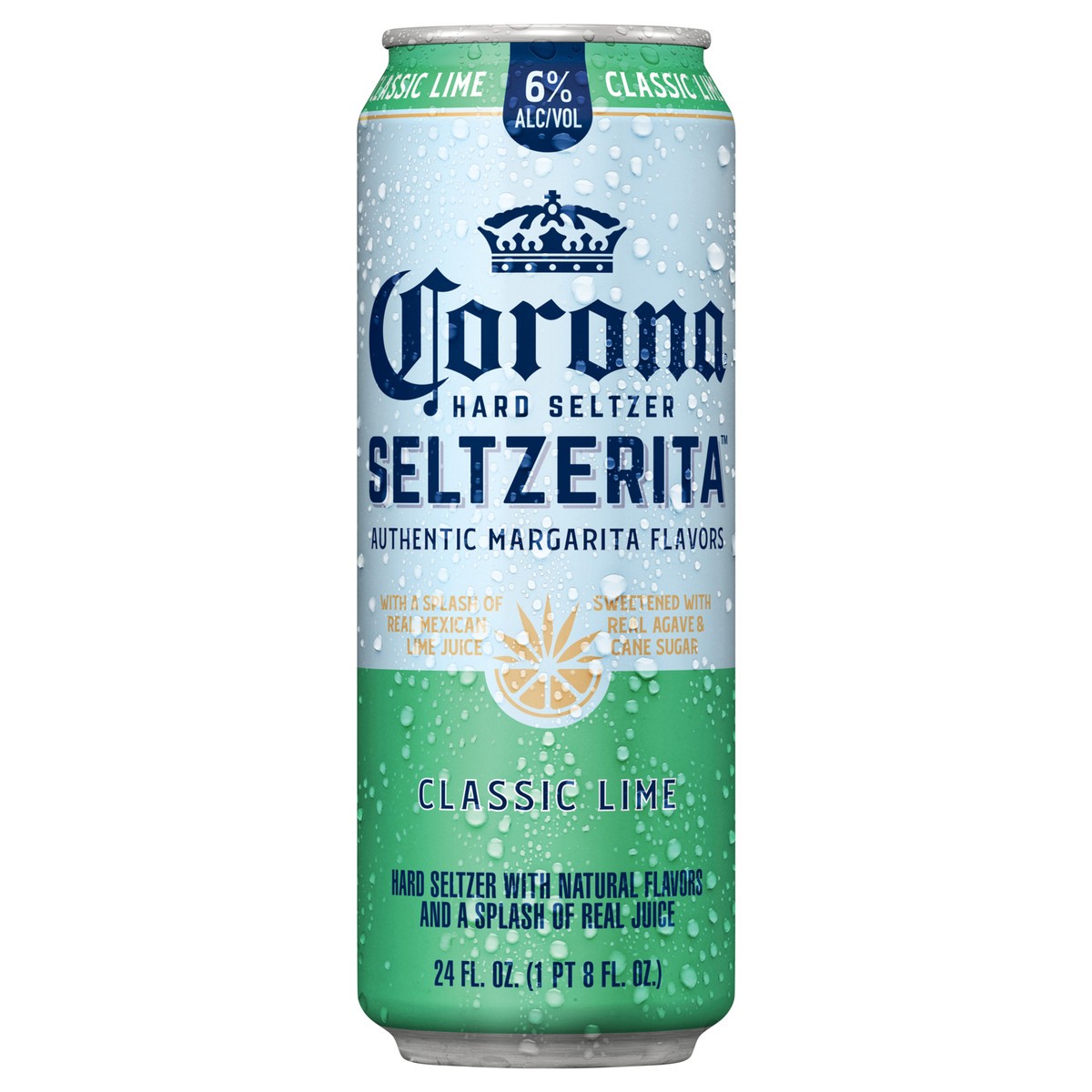 slide 1 of 6, Corona Hard Seltzer Seltzerita Gluten Free Classic Lime Spiked Sparkling Water, 24 fl oz Can, 6.0% ABV, 24 oz