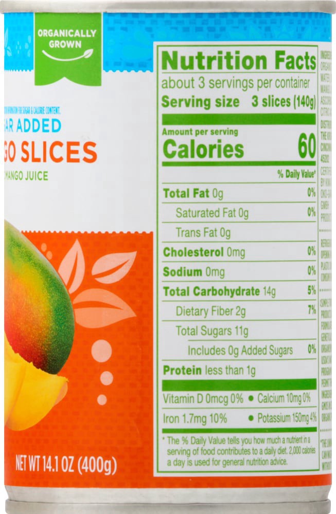 slide 4 of 4, Simple Truth Mango, in Organic Mango Juice, Slices, 14.1 oz