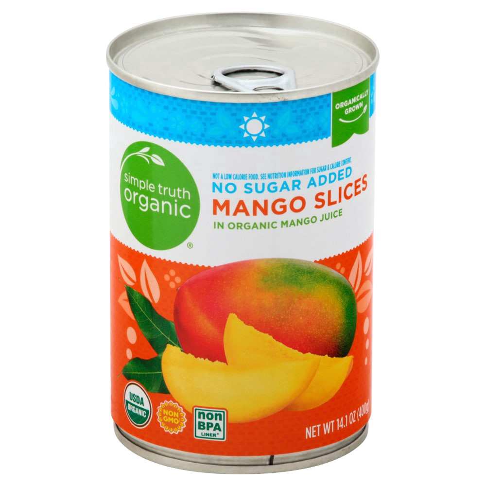 slide 1 of 4, Simple Truth Mango, in Organic Mango Juice, Slices, 14.1 oz