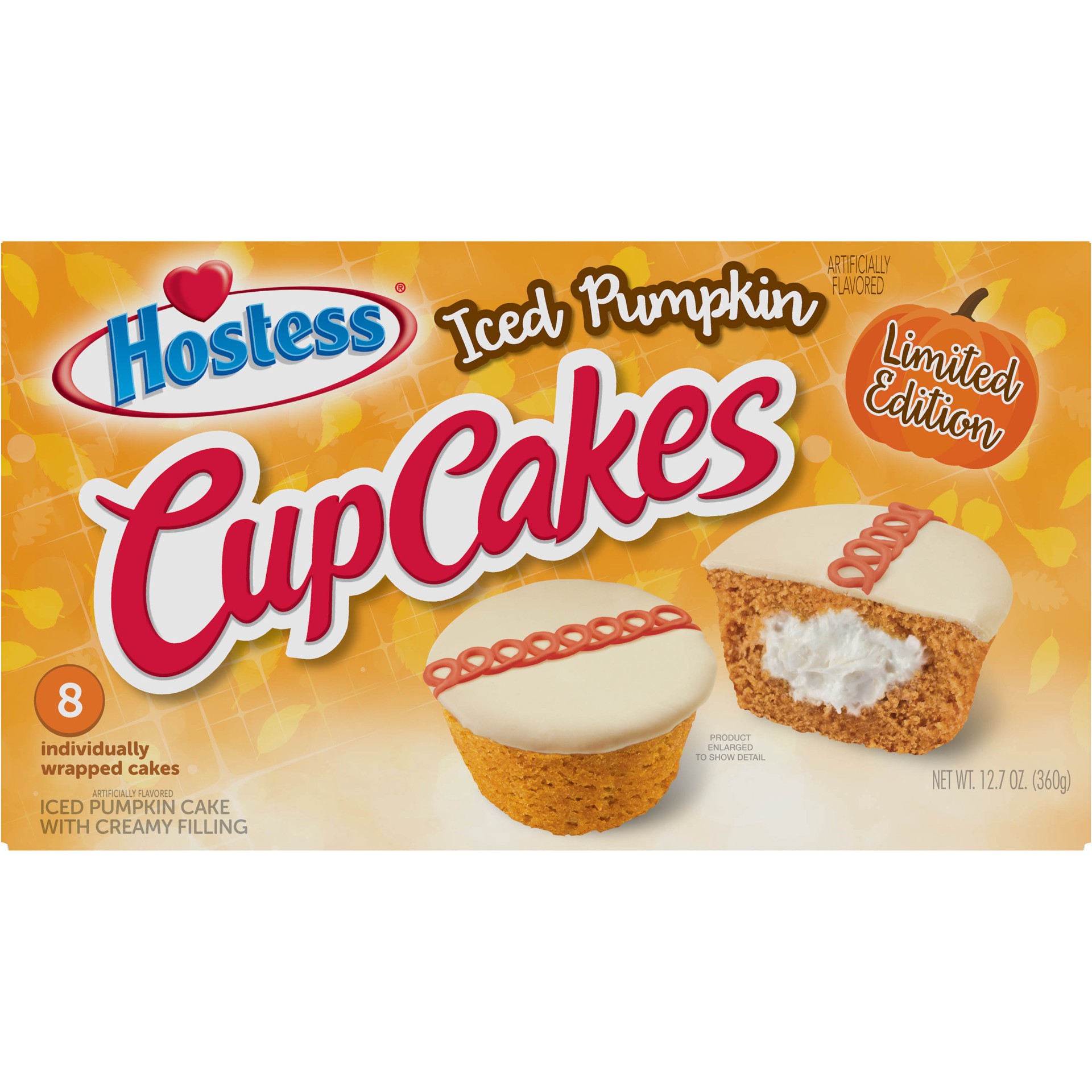 slide 1 of 5, HOSTESS Iced Pumpkin Flavored CupCakes, 8 Count, 12.7 oz, 12.7 oz