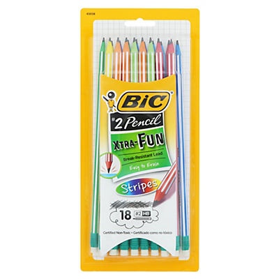 slide 1 of 1, BIC Xtra Fun Stripes Pencil, 18 ct