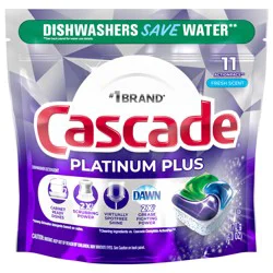 Cascade Platinum Plus Dishwasher Pods, Dish Detergent ActionPacs, Fresh, 11 Count