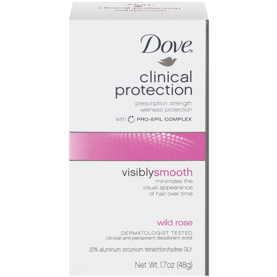 slide 1 of 3, Dove Clinical Protection Visibly Smooth Anti-Perspirant Deodorant, Wild Rose, 1.7 oz