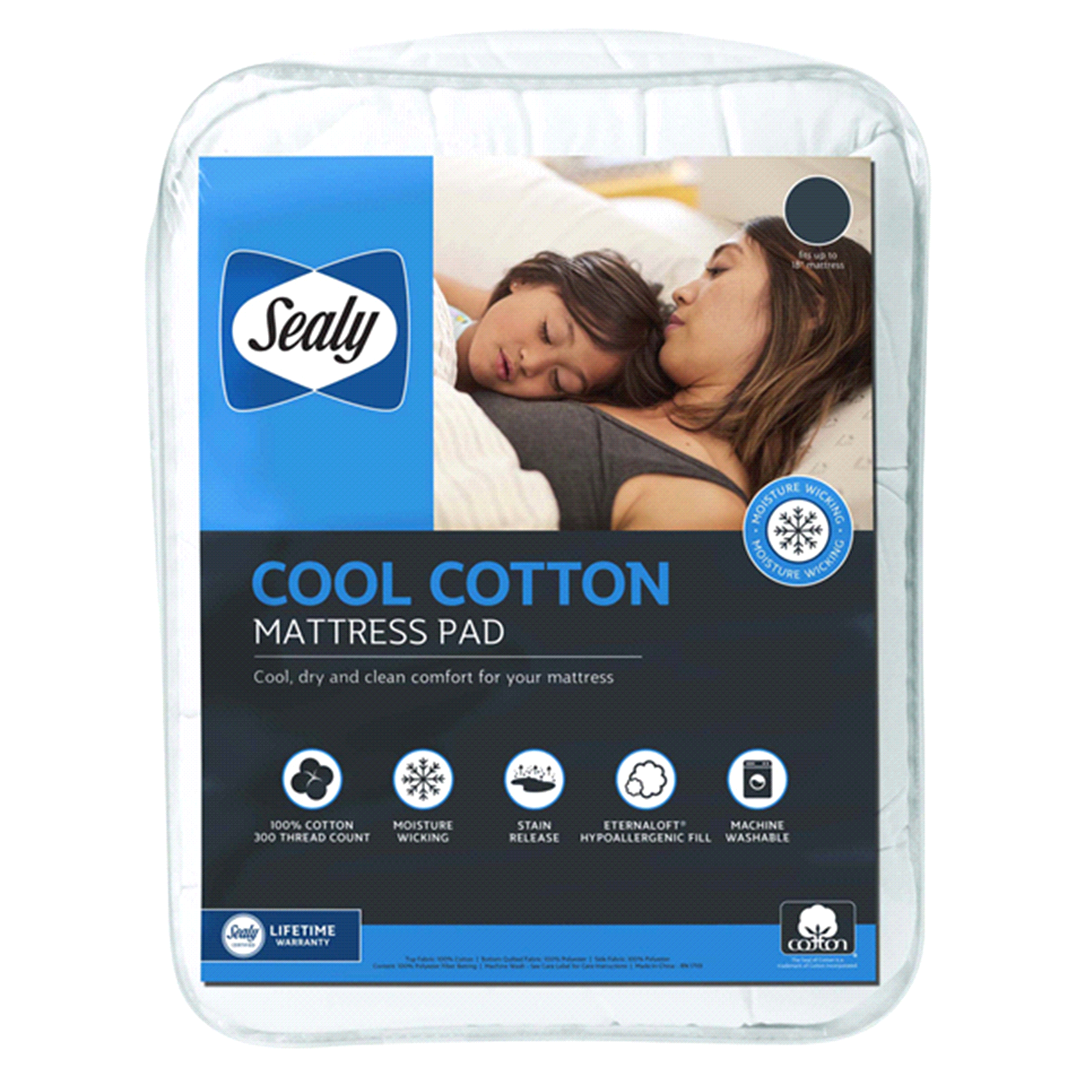 slide 1 of 1, Sealy Moisture Wicking & Stain Release Twin Mattress Pad, twin size