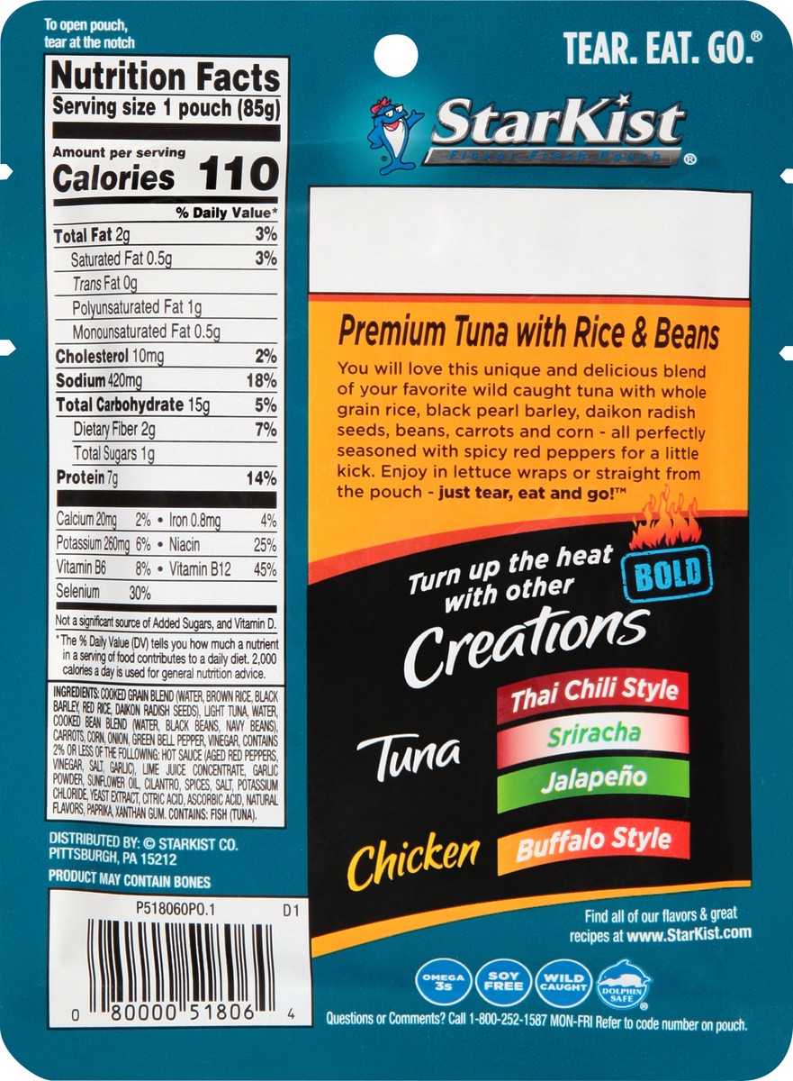 slide 2 of 9, StarKist Creations Bold Premium Tuna with Rice & Beans 3 oz, 3 oz