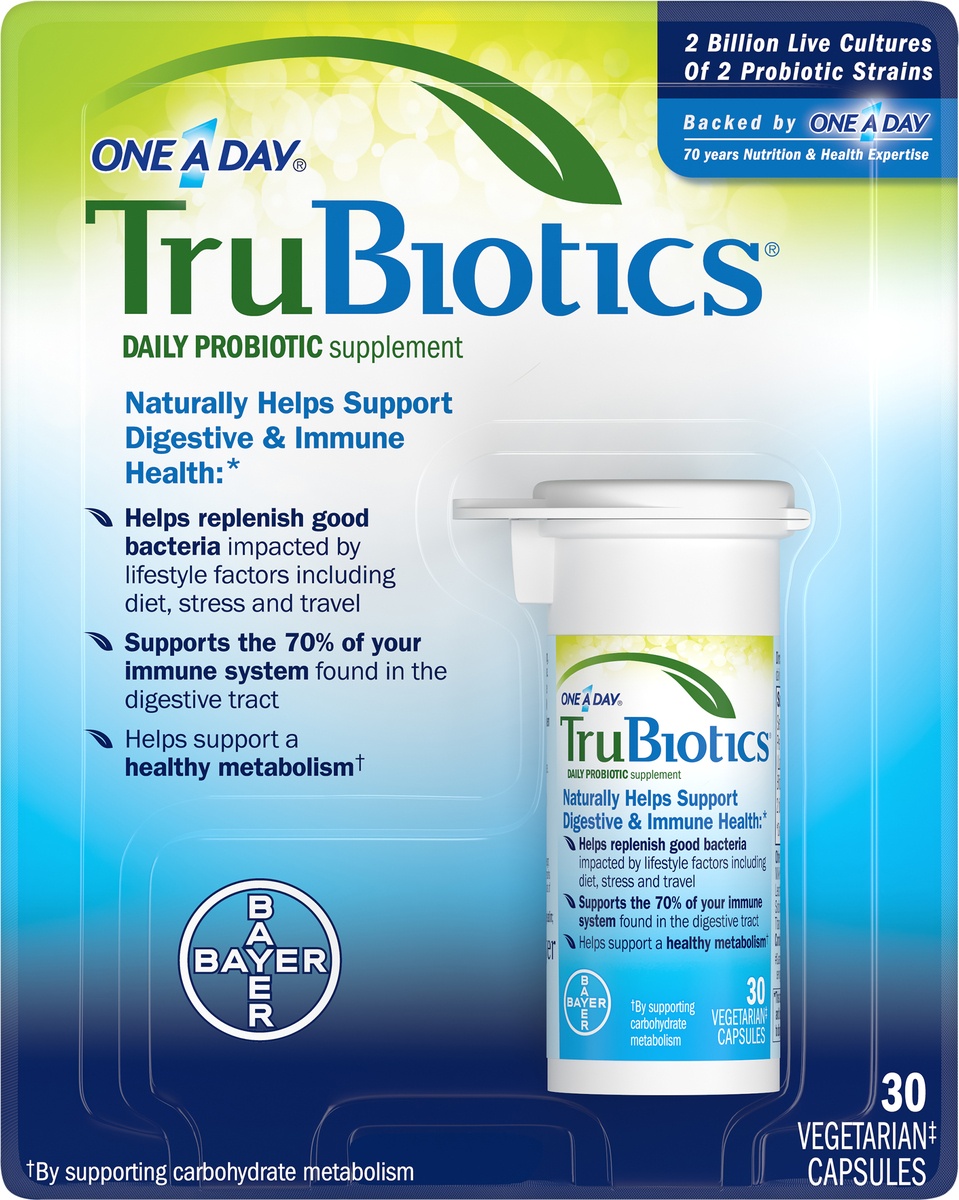 slide 6 of 8, One A Day Trubiotics Daily Probiotic Dietary Supplement, 30 ct