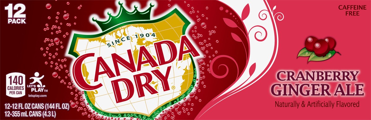slide 3 of 9, Canada Dry Cranberry Ginger Ale 12 Pack, 12 ct; 12 oz