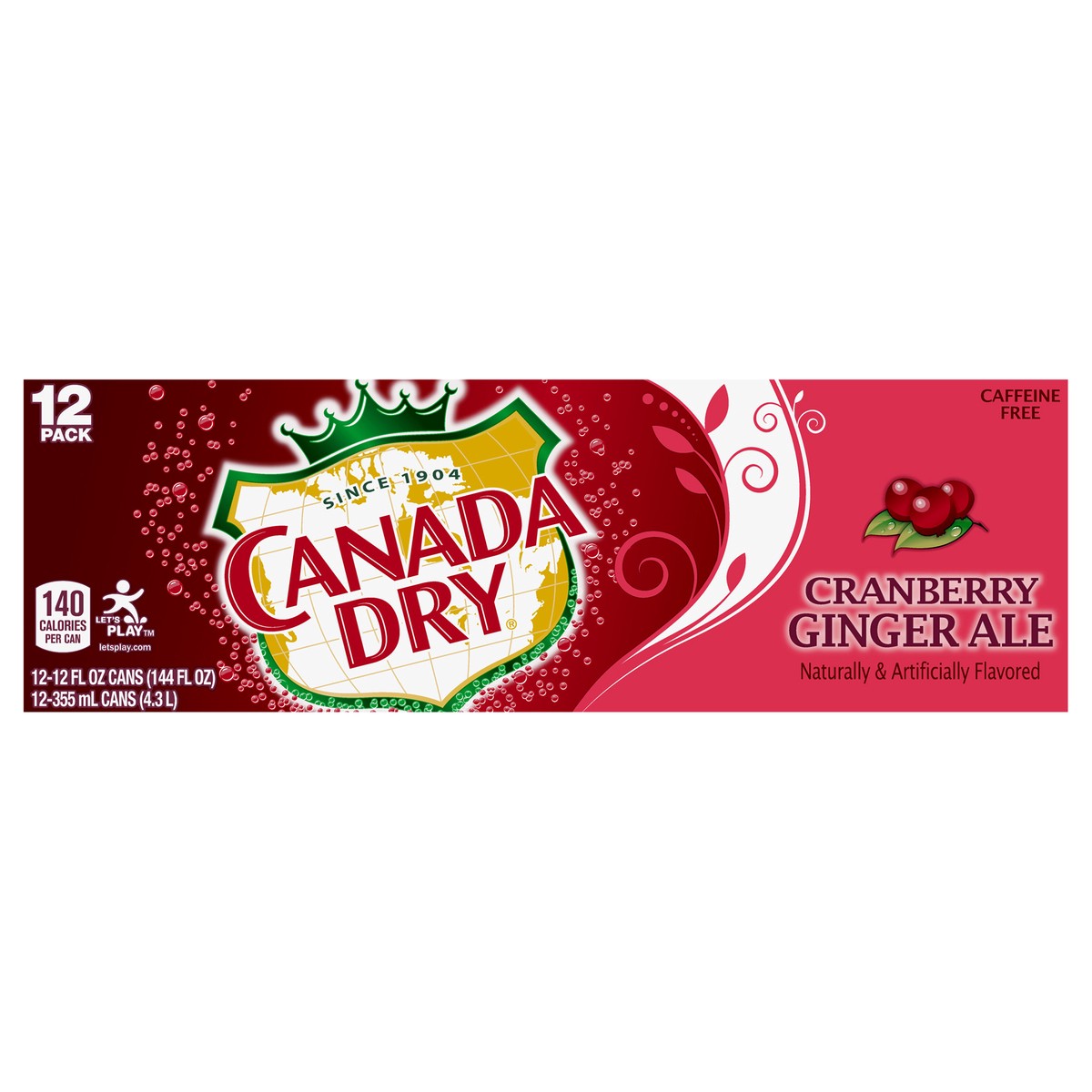slide 9 of 9, Canada Dry Cranberry Ginger Ale 12 Pack, 12 ct; 12 oz