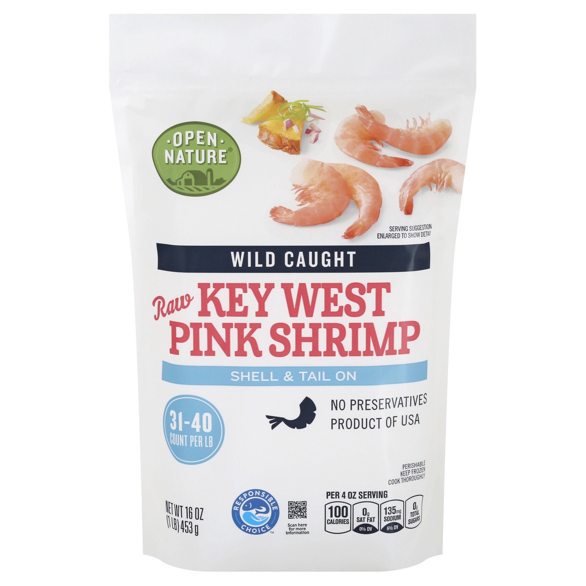 slide 1 of 14, Open Nature Shrimp Raw Wild Caught Shell On 31 To 40 Count - 16 Oz, 16 oz