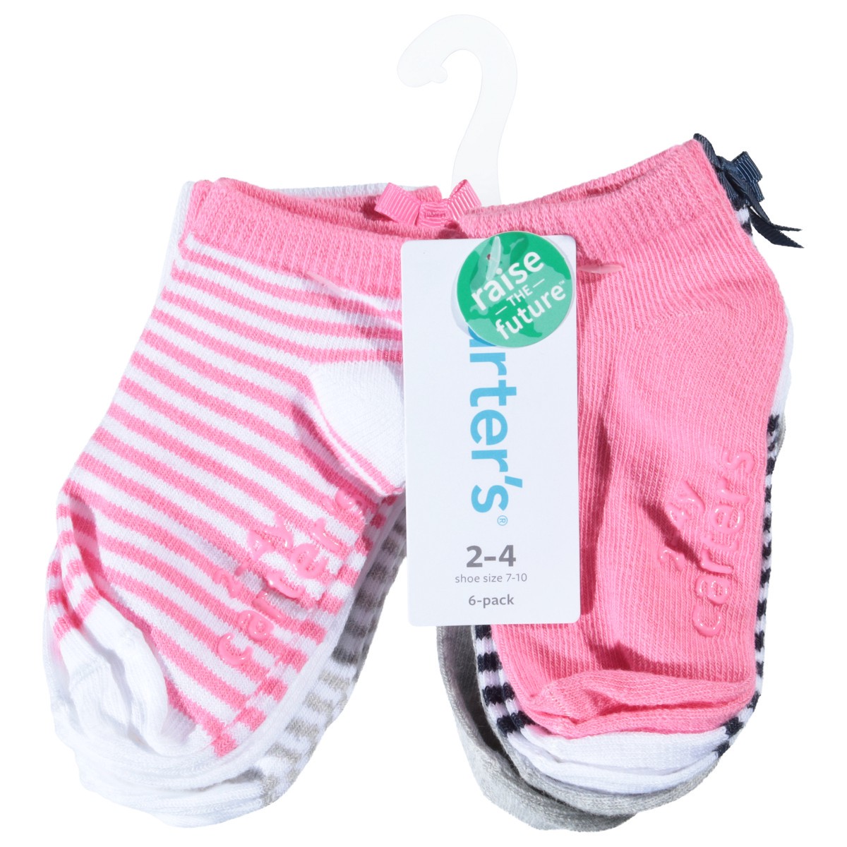 slide 4 of 4, Carter's Toddler Girls Stripe Ankle Socks Size 2-4 6 ea, 6 ct