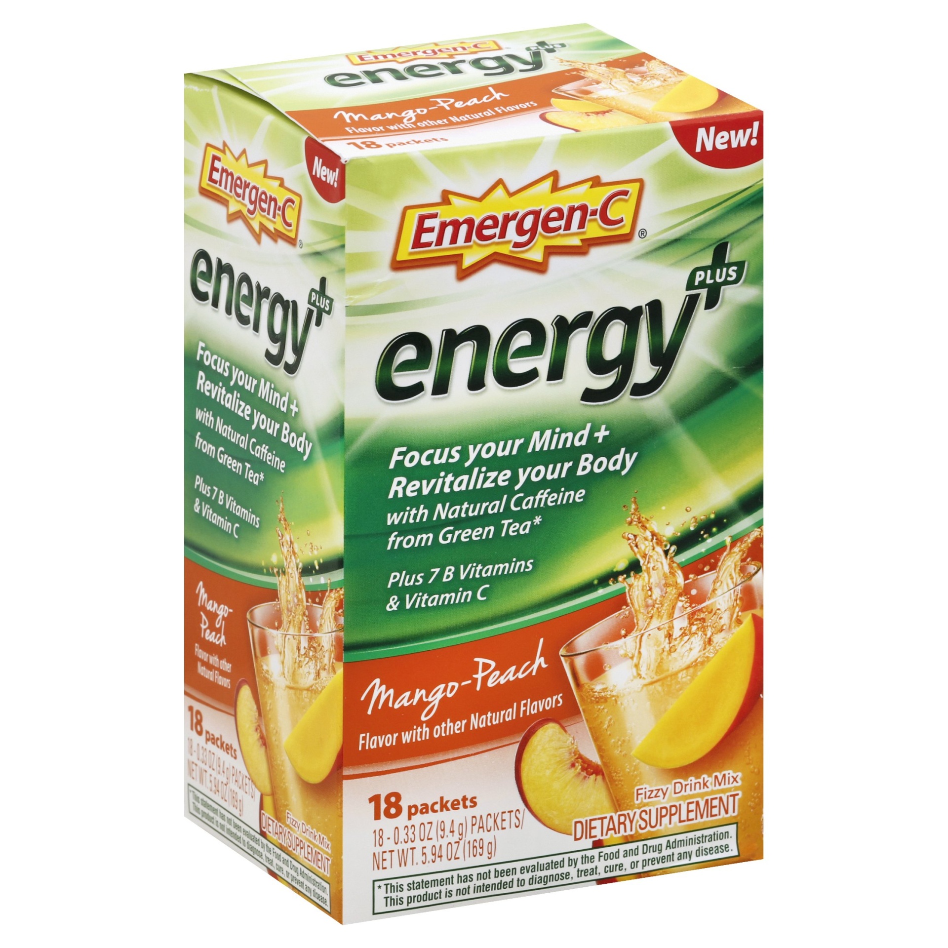 slide 1 of 7, Emergen-C Mango Peach Vitamin C Dietary Supplement Drink Mix, 18 ct; 0.33 oz