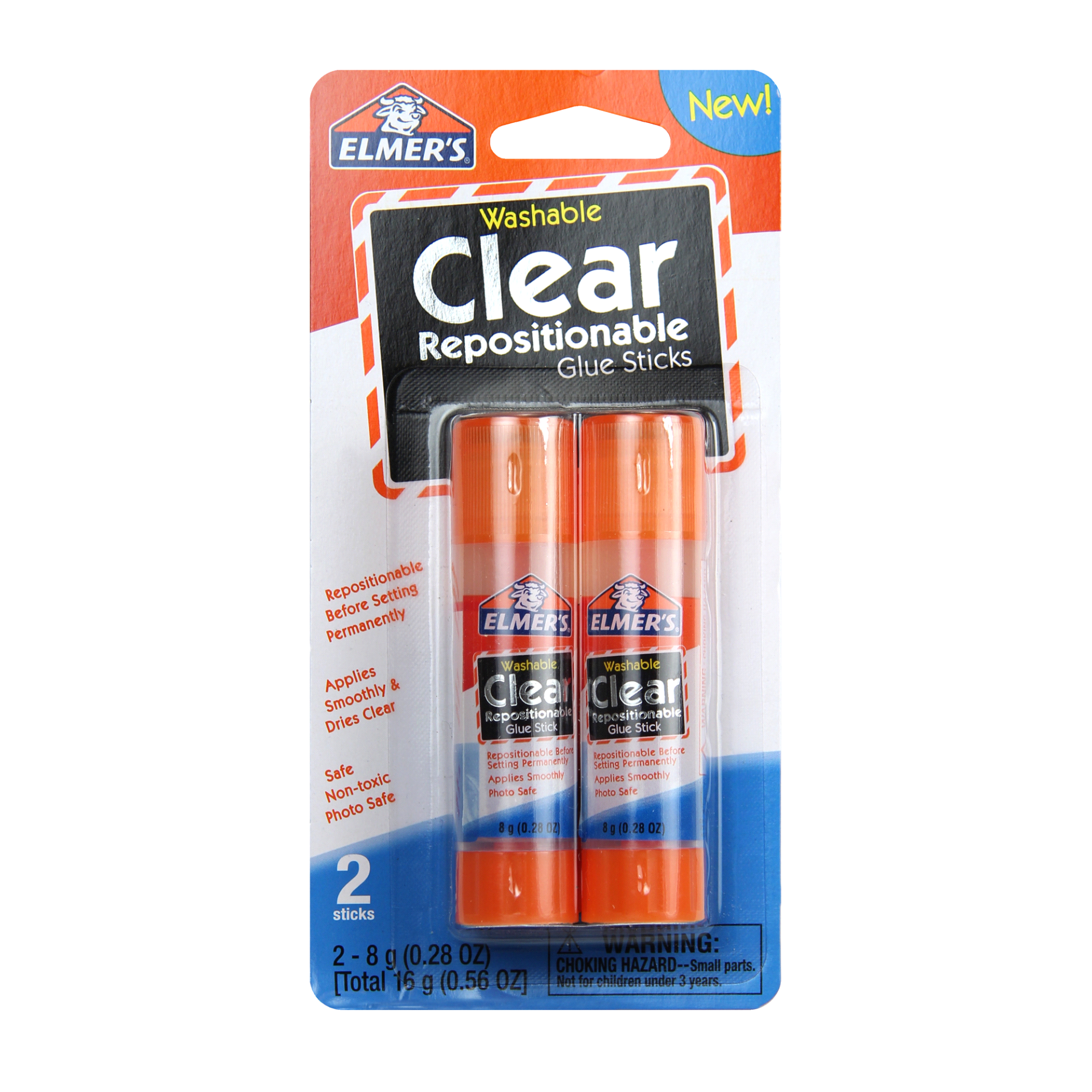 slide 1 of 1, Elmer's School Glue SticksClear, 2 ct