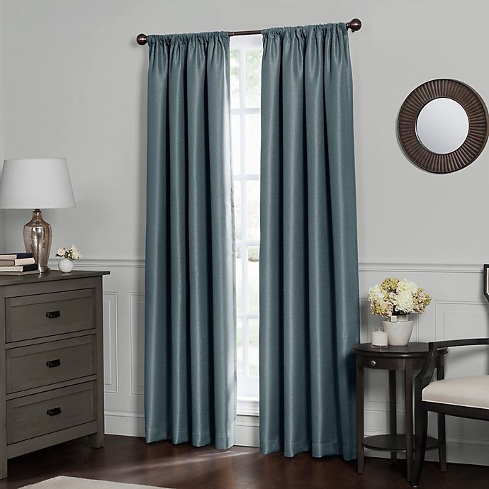 slide 1 of 4, Maytex Emery Rod Pocket Insulated 100% Blackout Window Curtain Panel - Blue Haze, 108 in