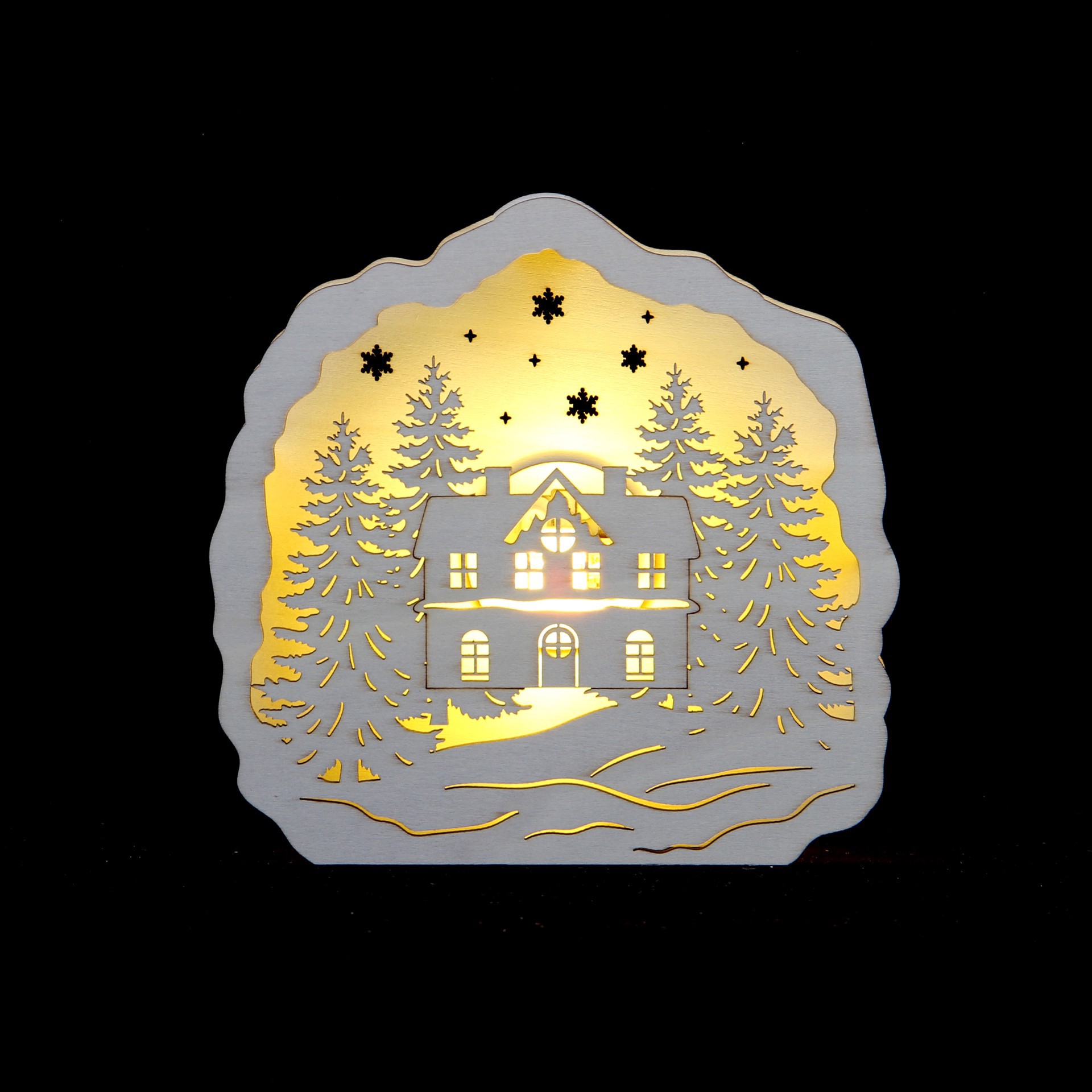 slide 2 of 3, 6" Snowy House Led Diy Wood Decor By Make Market, 6 in