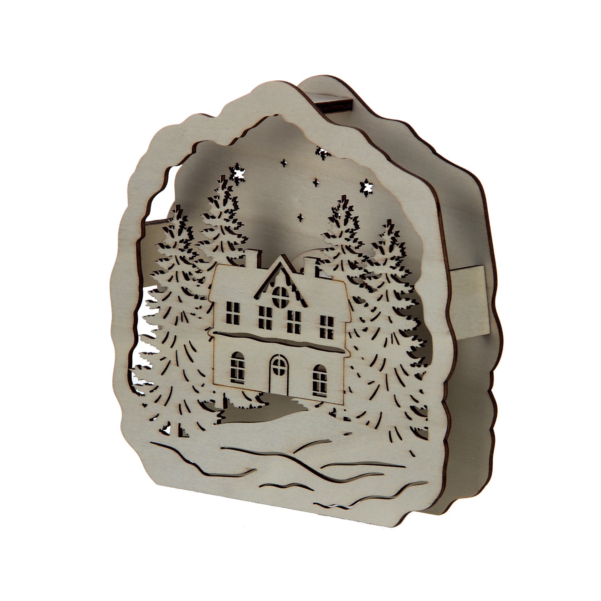 slide 3 of 3, 6" Snowy House Led Diy Wood Decor By Make Market, 6 in