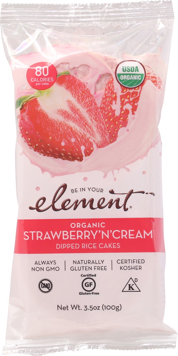 slide 1 of 13, Element Organic Strawberry 'N' Cream Dipped Rice Cakes 3.5 oz, 3.5 oz