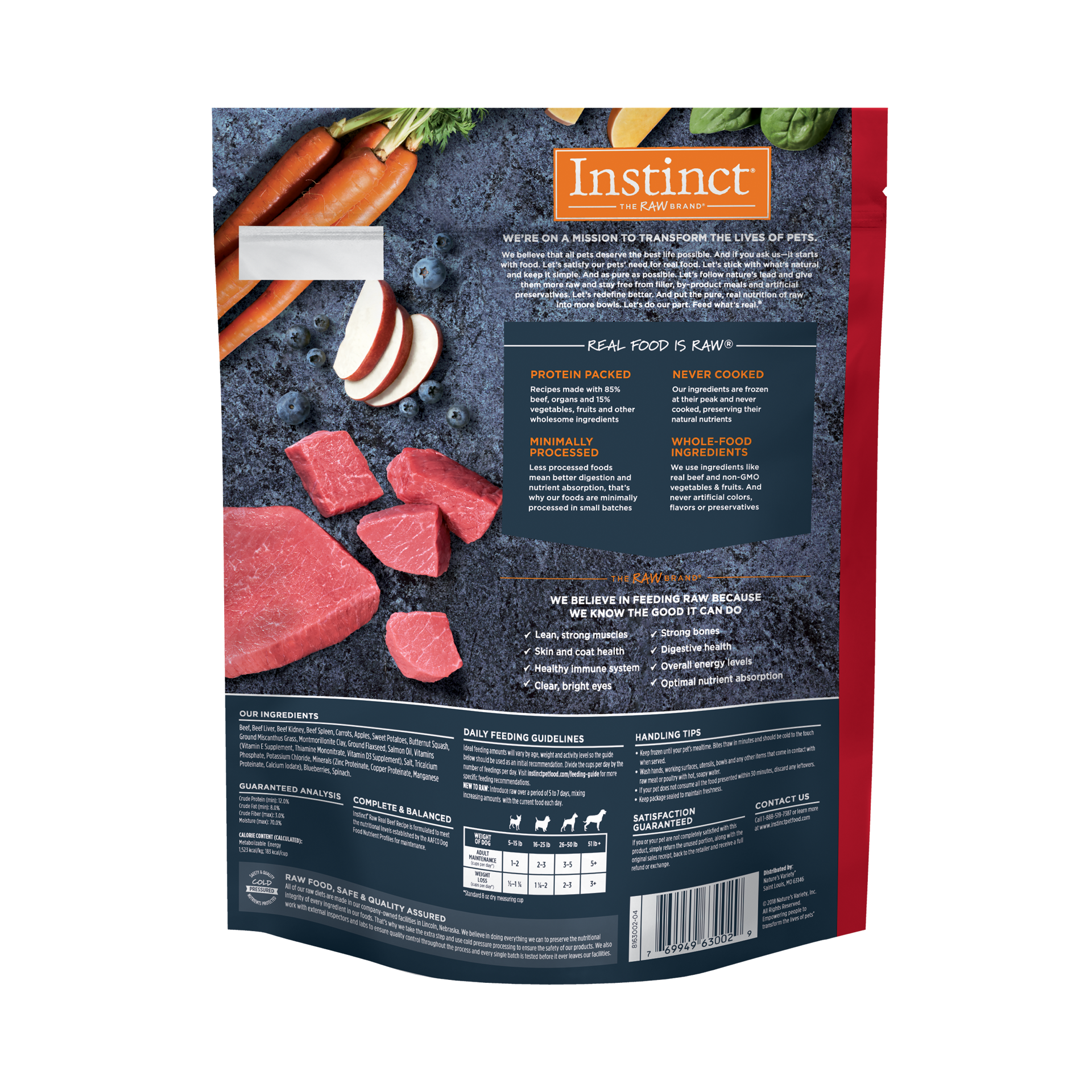 slide 2 of 2, Instinct Raw Frozen Beef Bites Dog Food, 3 lb. Bag, 3 lb