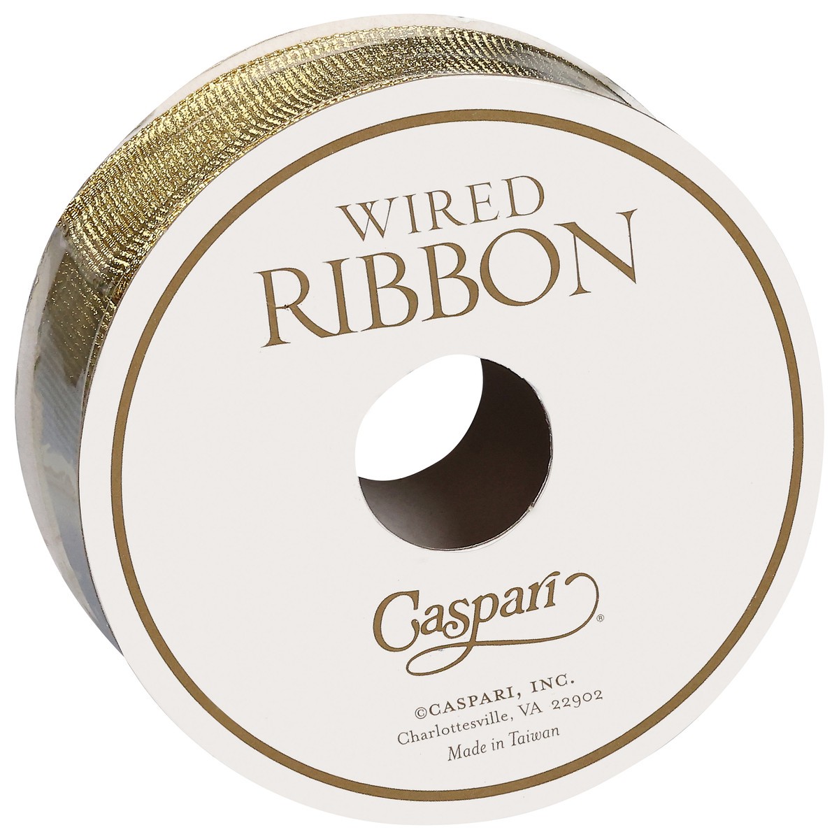 slide 2 of 4, Caspari Gold Metallic Grosgrain Wired Ribbon 1 ea, 1 ct