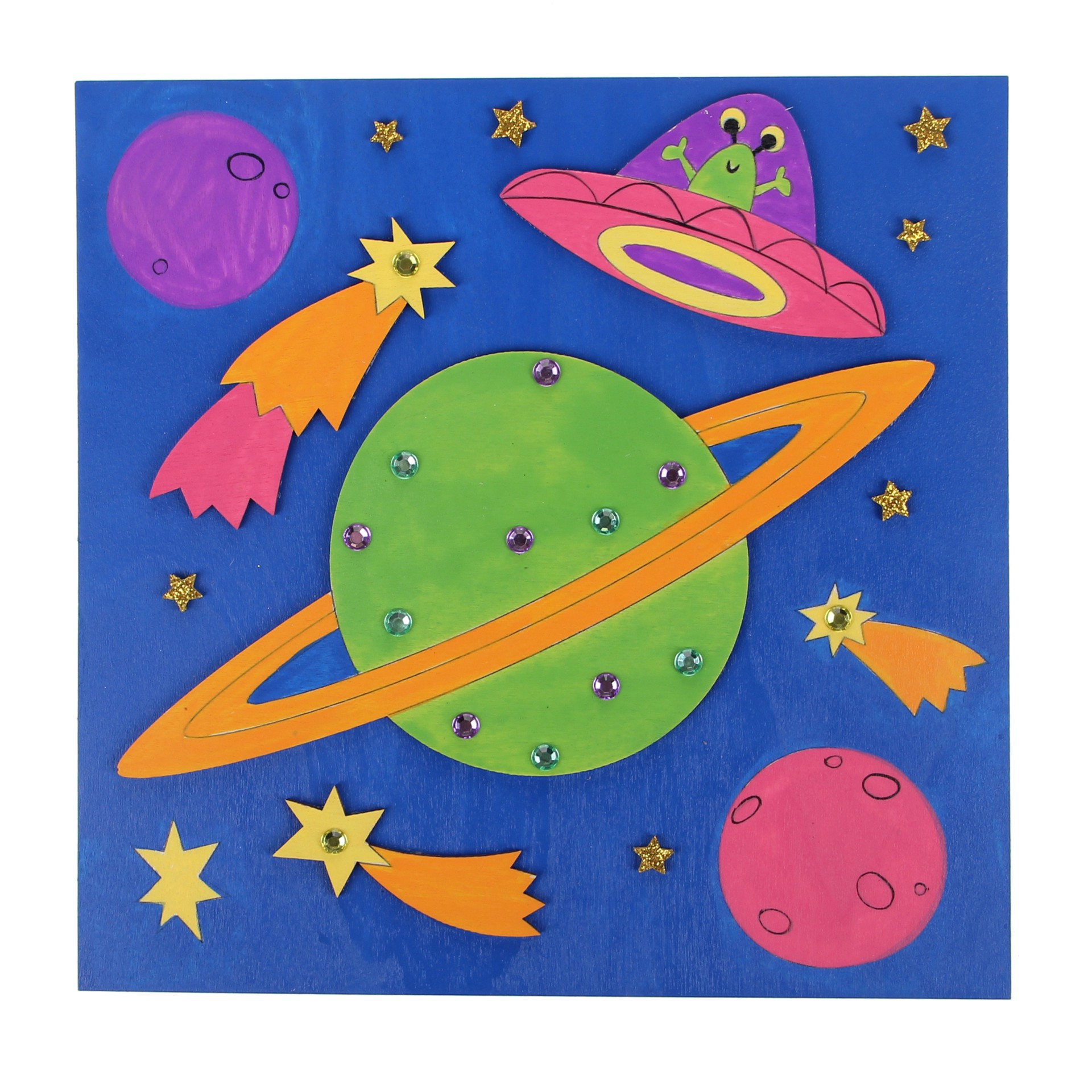 slide 2 of 4, Space Wood Scene Craft Kit By Creatology, 9.44 in x 10.74 in x 1.06 in