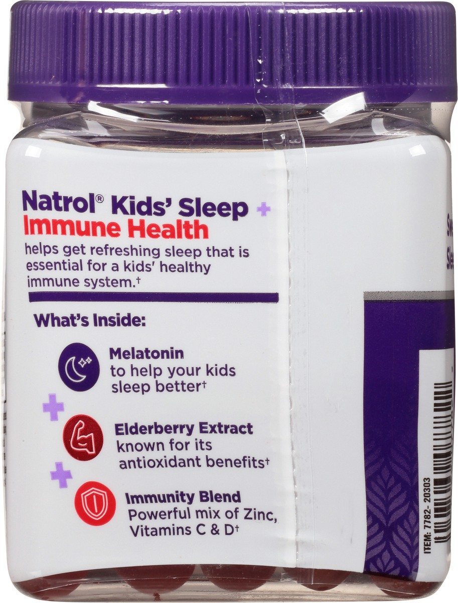 slide 4 of 9, Natrol Kids Sleep+ Immune Health, Drug Free Sleep Aid and Immunity Support, Dietary Supplement, Melatonin, Zinc, Vitamin C and D, Elderberry, 50 Berry Flavored Gummies, 50 ct