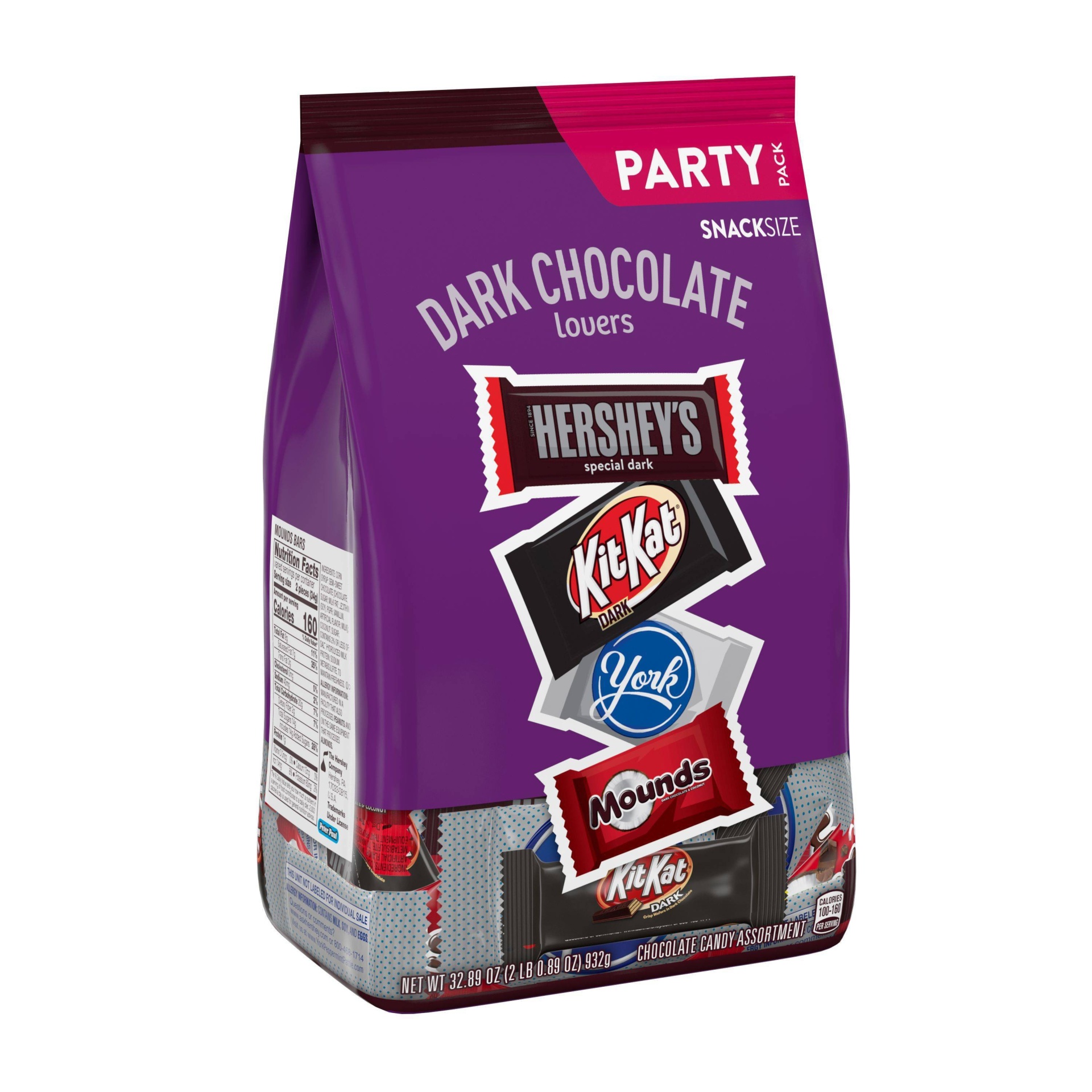 slide 1 of 3, Hershey's Dark Chocolate Lovers Candy Assortment Snack Size Party Pack, 32.89 oz