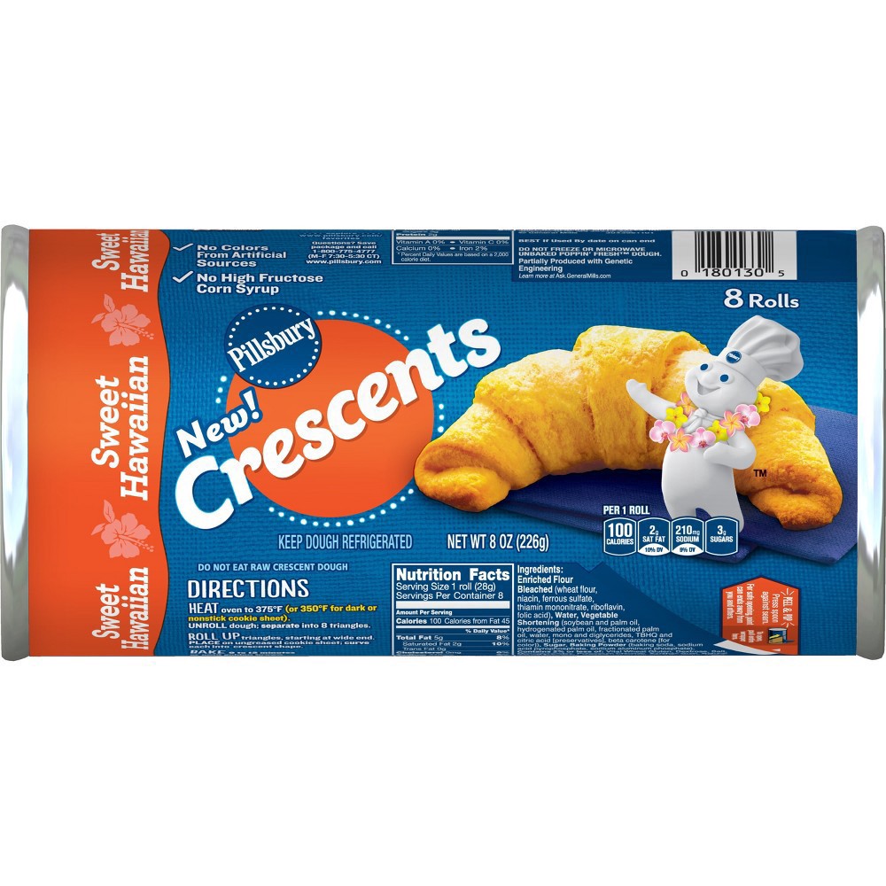 slide 2 of 3, Pillsbury Sweet Hawaiian Crescent Rolls, Dough, 8 Rolls, 8 oz, 8 ct