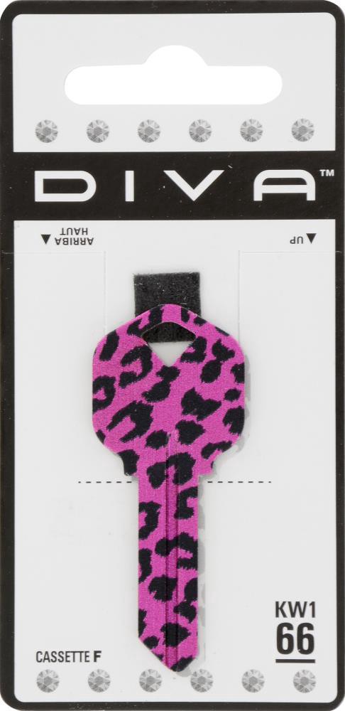 slide 3 of 4, The Hillman Group Diva Metallic Leopard Key Blank - Pink, 1 ct