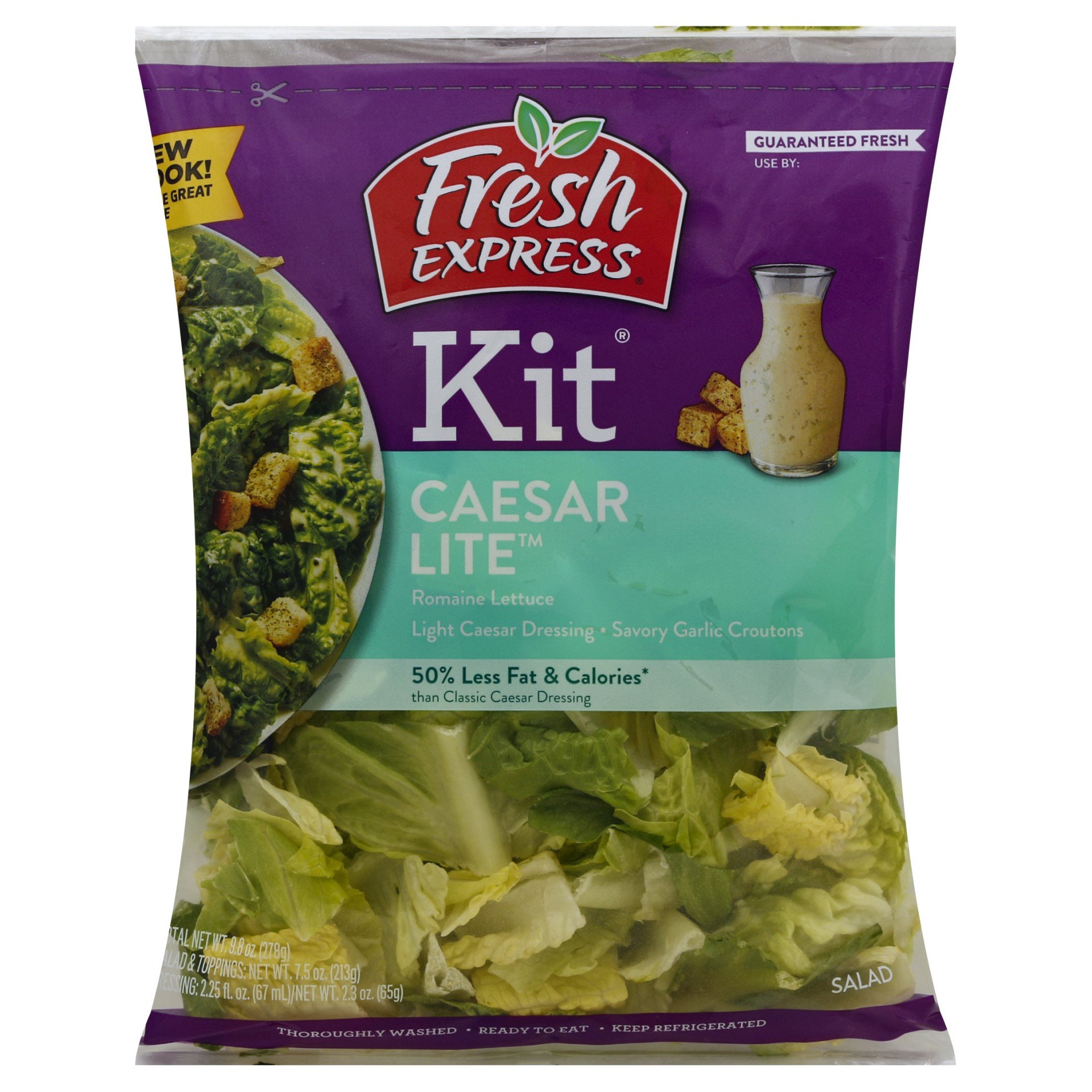 slide 1 of 1, Fresh Express Lite Caesar Salad Kits Completes, 9.8 oz