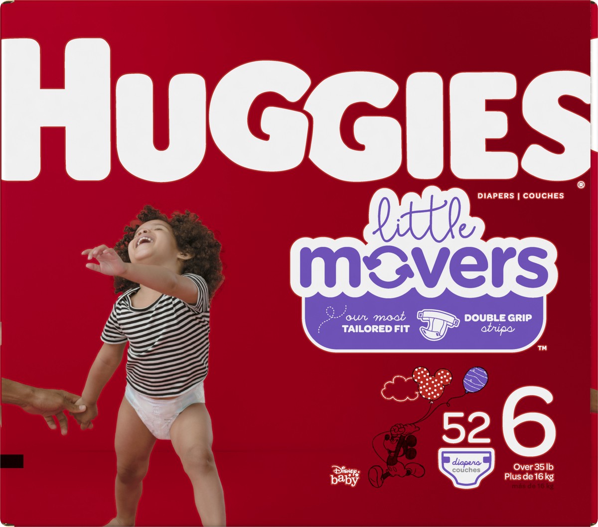 slide 7 of 9, Huggies Little Movers Diapers - Size 6, 52 ct